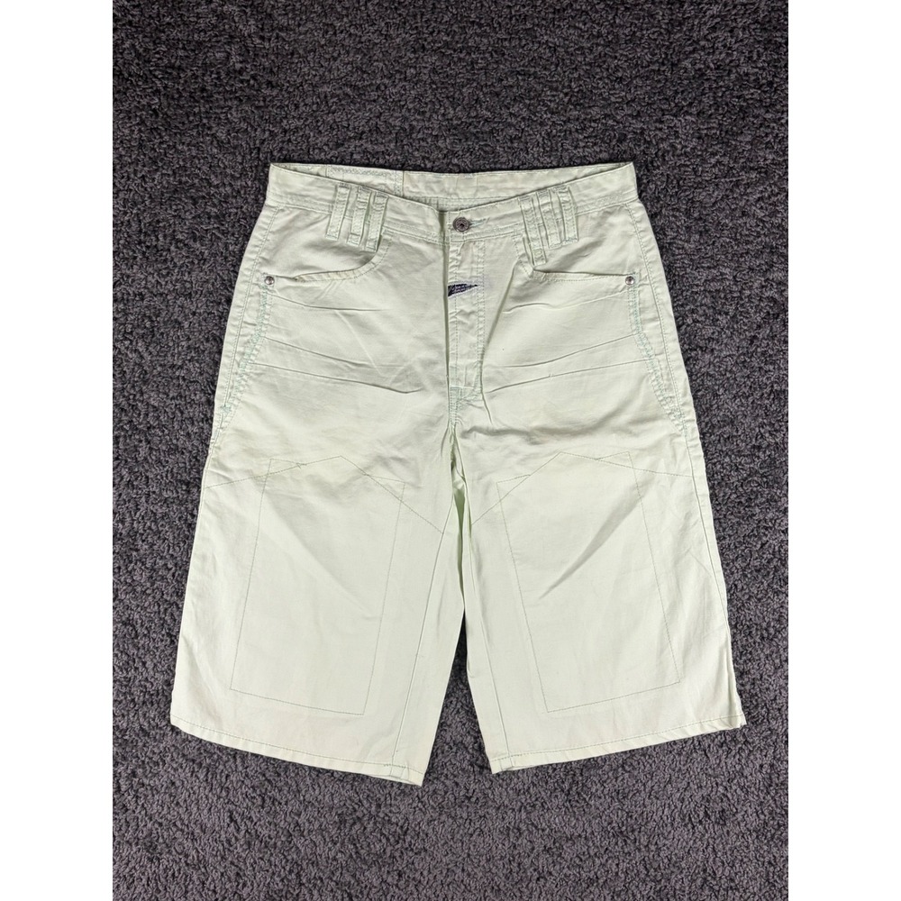 Marithe Francois Girbaud Light Green Cotton Linen Cargo Shorts Mens 30 Vintage